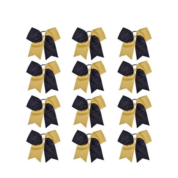 12 count 8” Two Tone Gold & Black Handmade Ponytail  for Teens,Tween dance - Picture 4 of 12